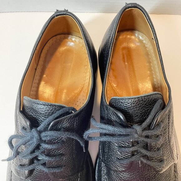 Mens Vinyard Black Pebbled Leather Lace-Up Dress Shoes With Rubber Sole 11EEE - Picture 4 of 16
